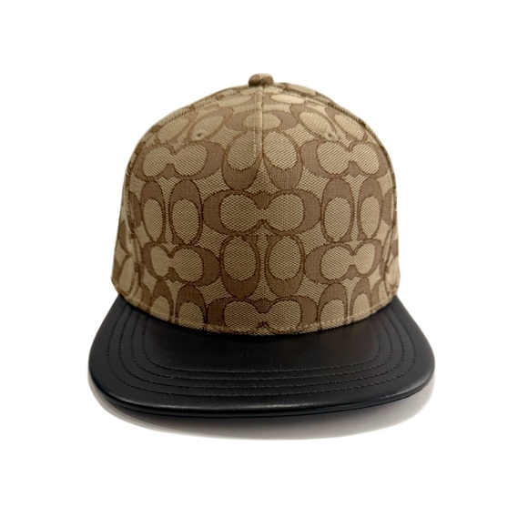 COACH Signature Jacquard Flat Brim Hat NWT